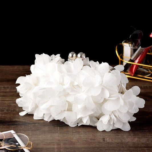 White Floral petal clutch