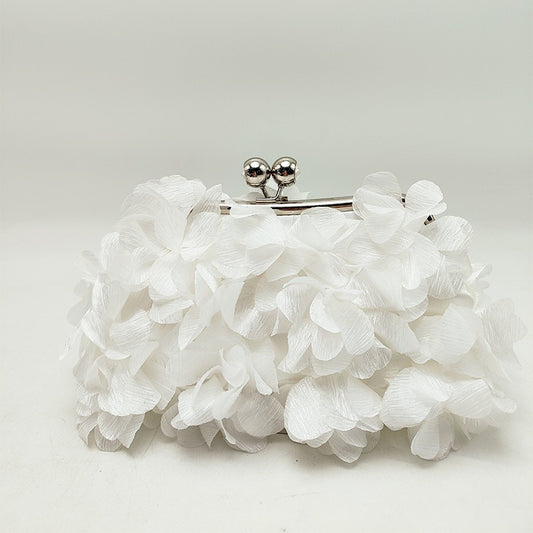 White Floral petal clutch