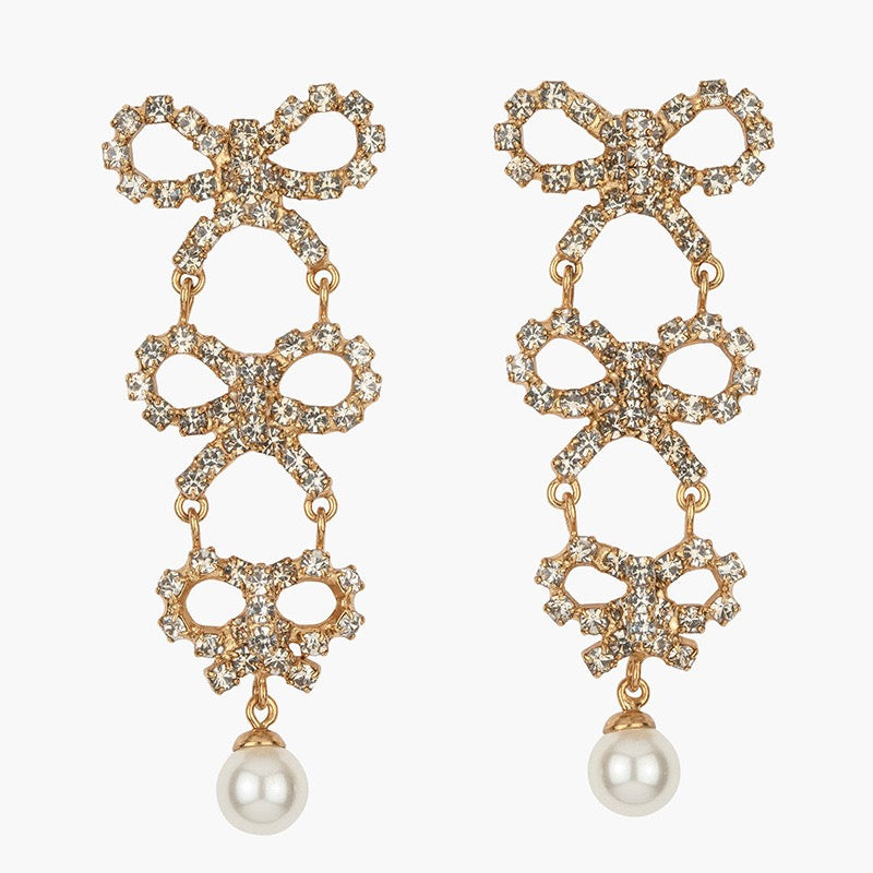 Triad bow drop earrings