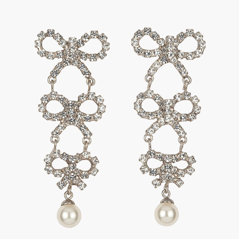 Triad bow drop earrings