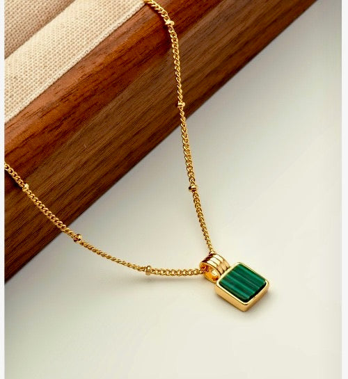 18k Gold Plated Squared Pendant Necklace