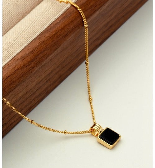 18k Gold Plated Squared Pendant Necklace