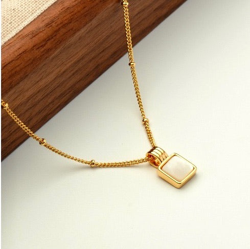 18k Gold Plated Squared Pendant Necklace