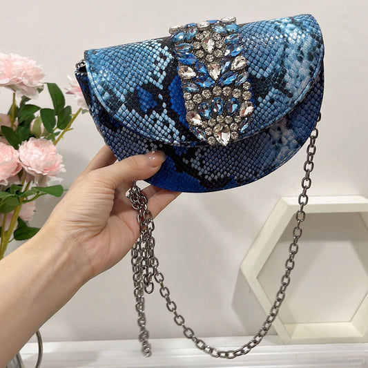 Half moon blue croc design bag