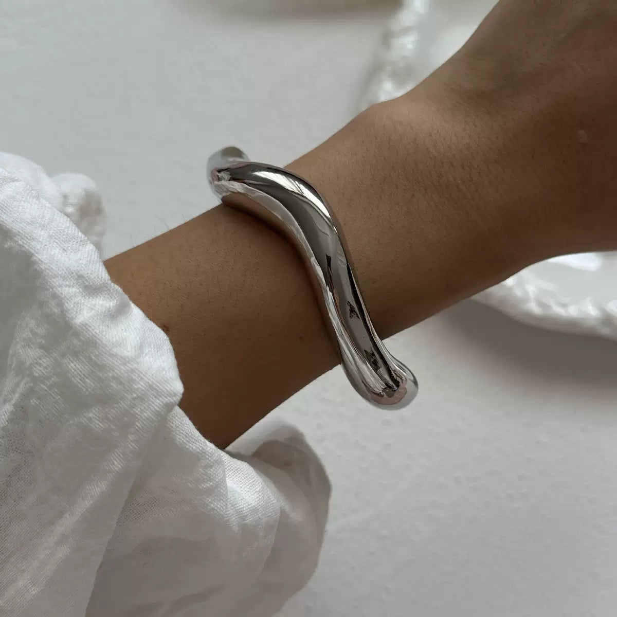 Women's Chunky Silver Stacked Silver Bracelet