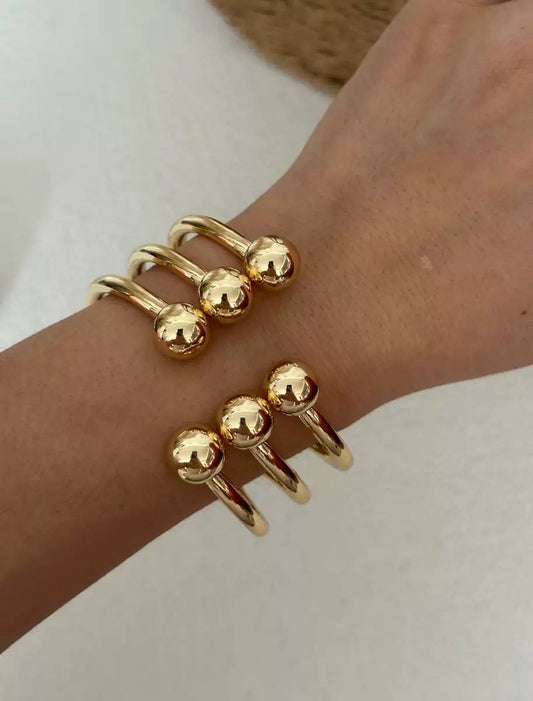 Dotted Abstract Gold Bracelet