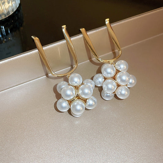 Geometric faux pearl drop earrings