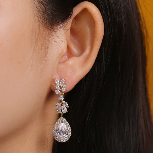 3 tier zircon drop earrings