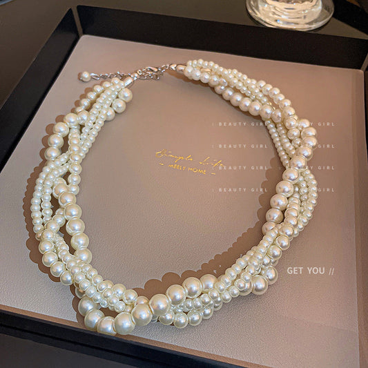 Entwine four tier pearl necklace