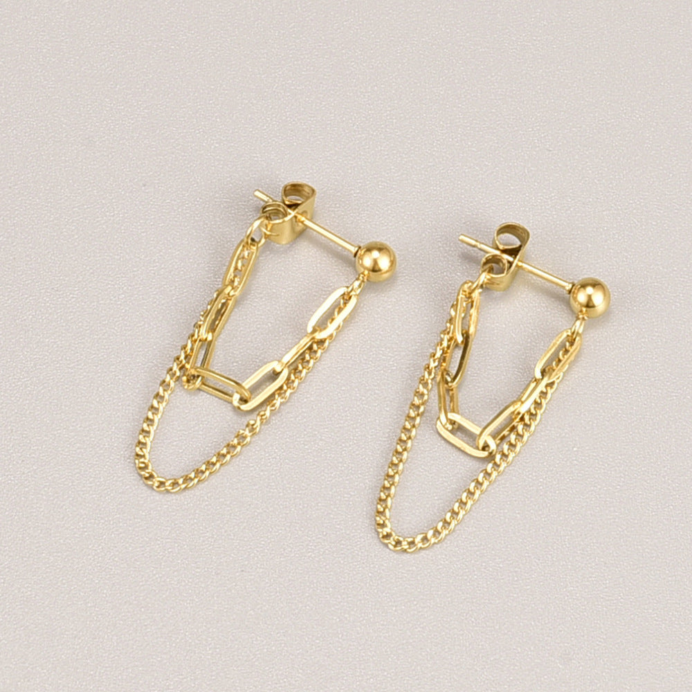 Double chain dainty earrings
