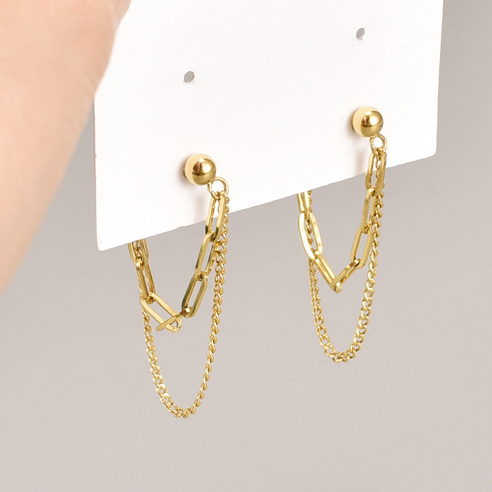 Double chain dainty earrings