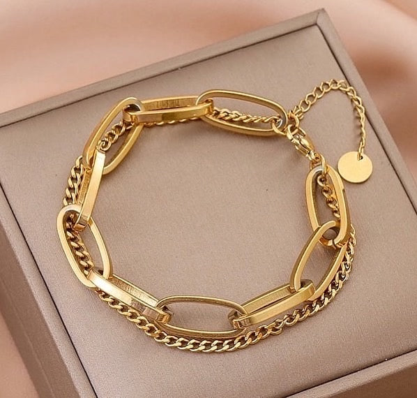 Chunky double chain link bracelet