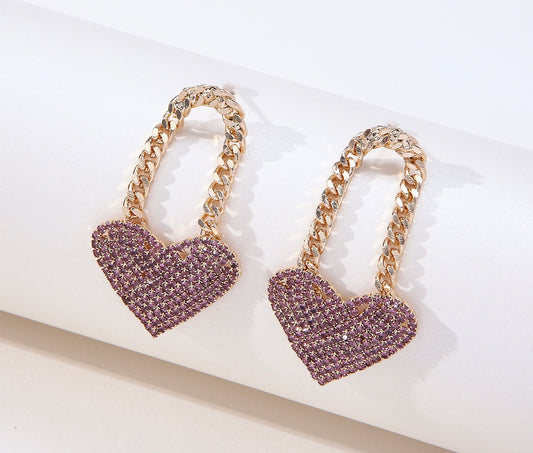 Heart chain drop earrings